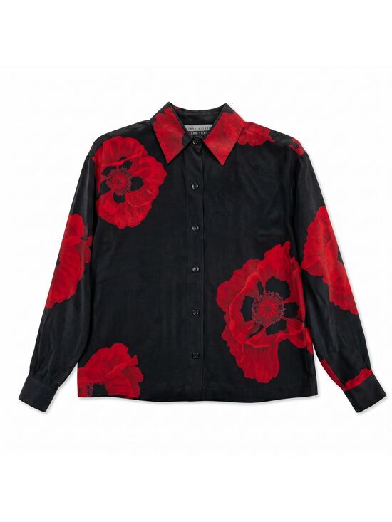 Ellen Tracy Tops - 100% Silk Linda Allard Ellen Tracy Black Silk Poppy Blouse | Size 4P
